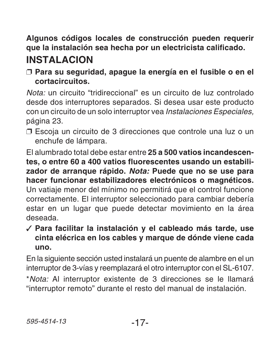 Instalacion | Heath Zenith SL-6107 User Manual | Page 17 / 30