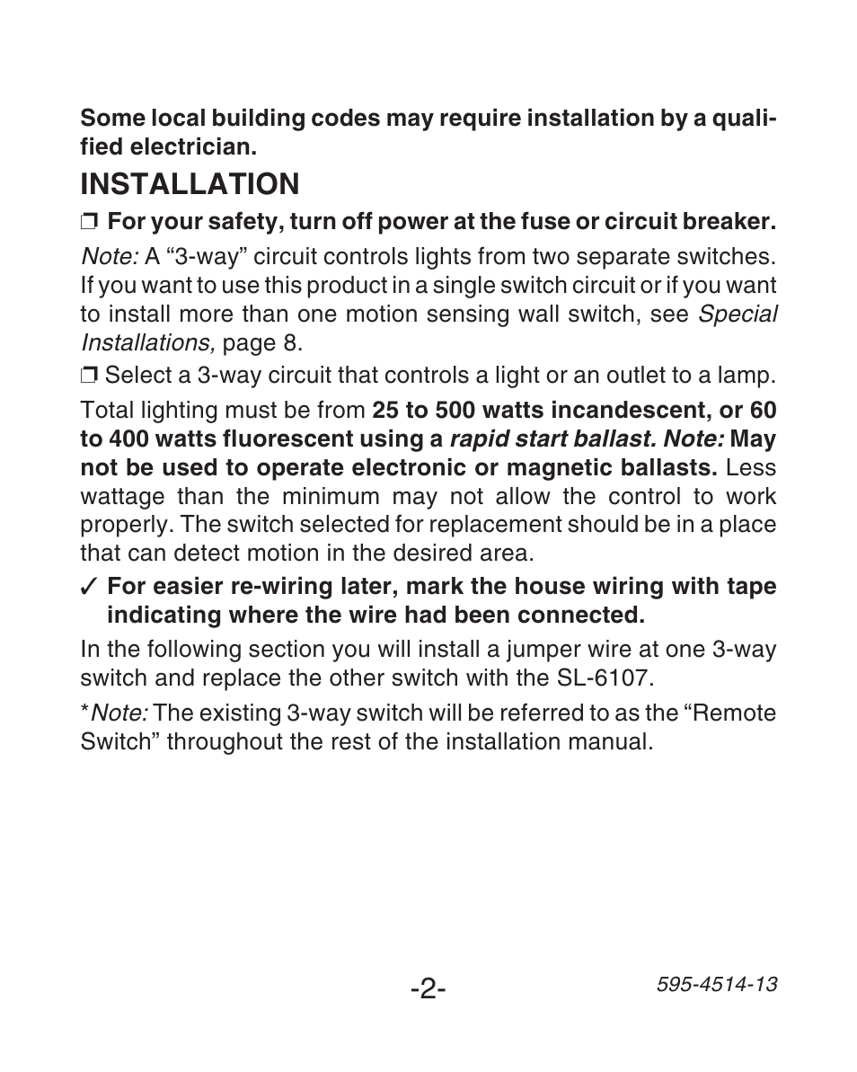 Installation | Heath Zenith SL-6107 User Manual | Page 2 / 30