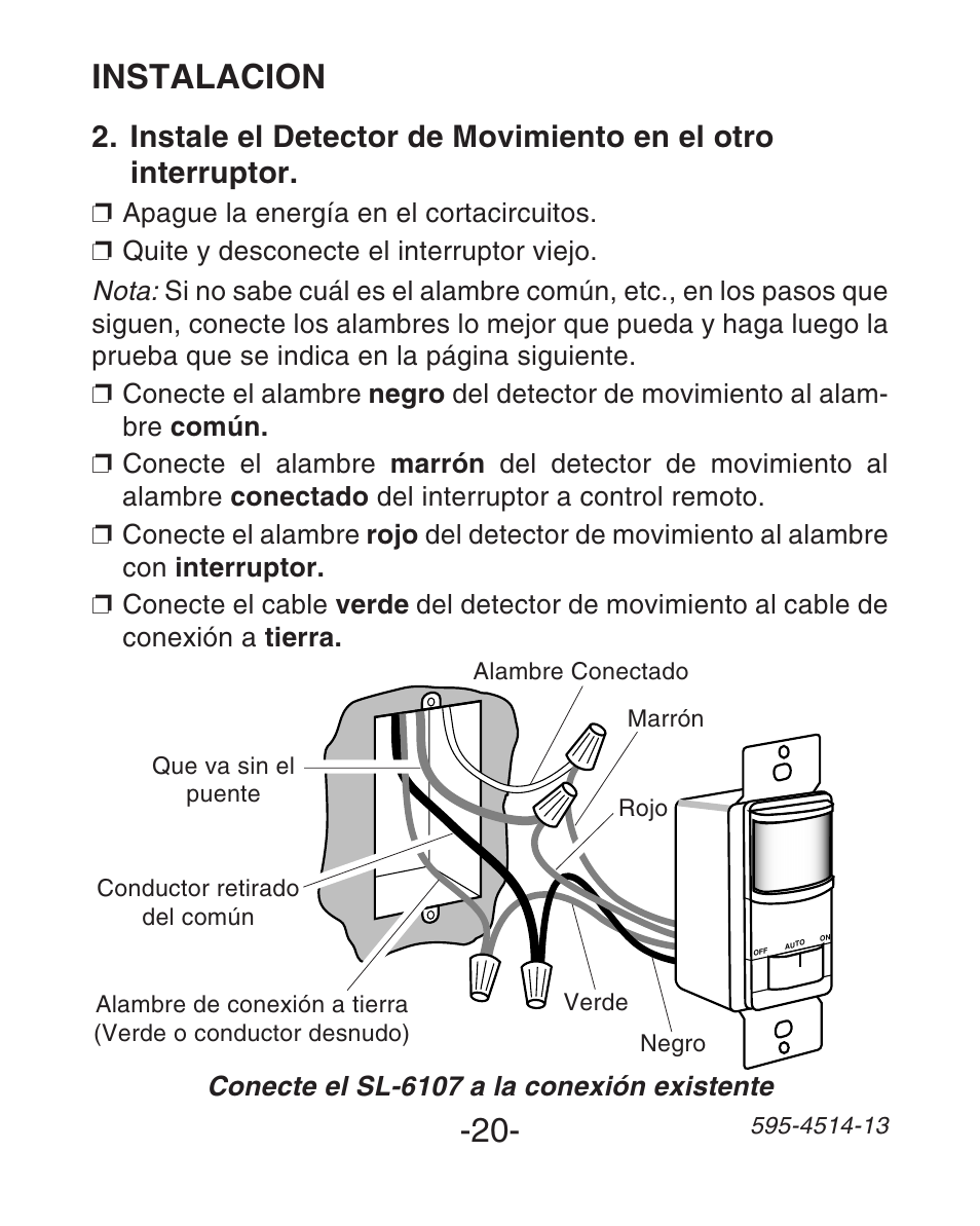 Instalacion | Heath Zenith SL-6107 User Manual | Page 20 / 30