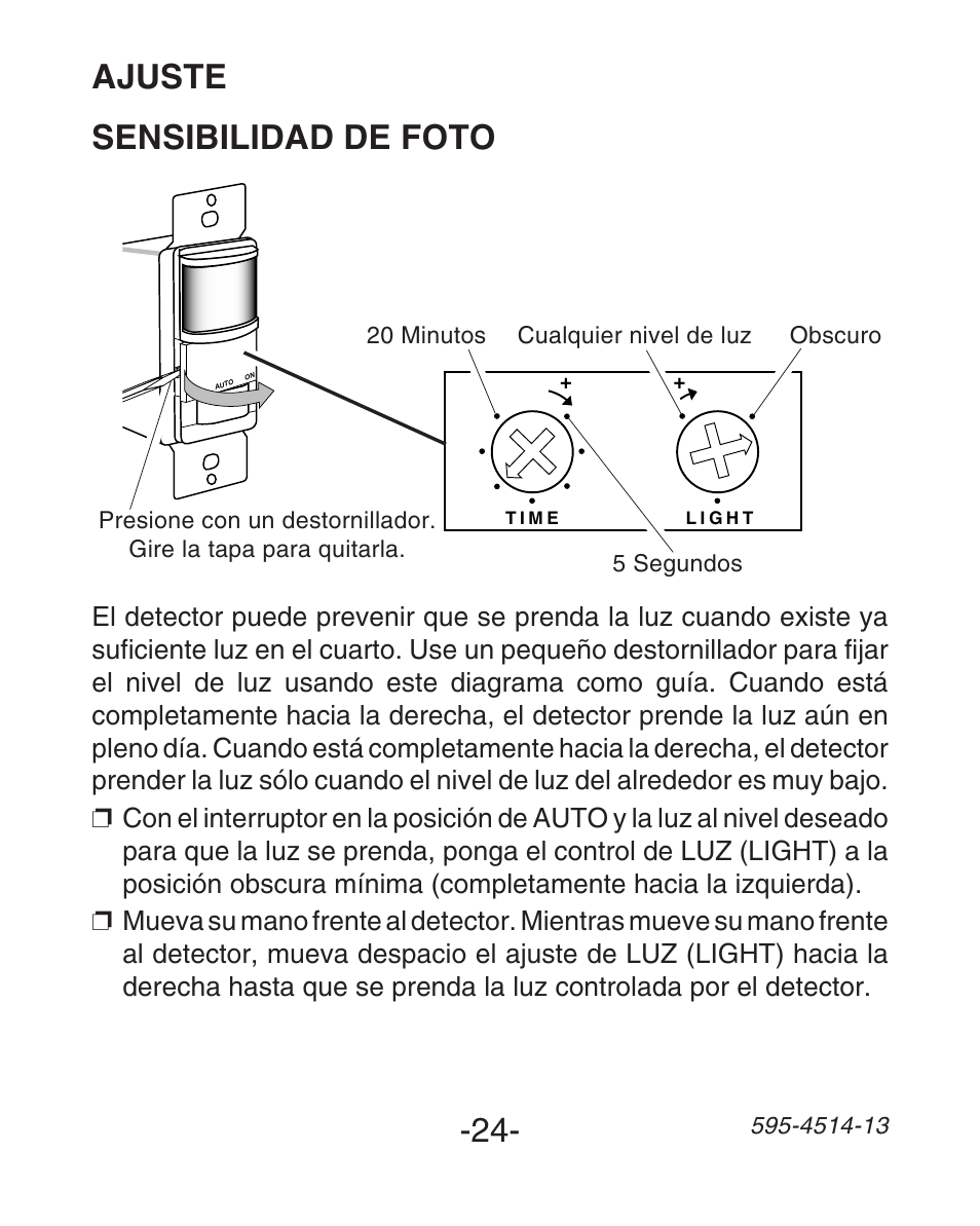Sensibilidad de foto ajuste | Heath Zenith SL-6107 User Manual | Page 24 / 30