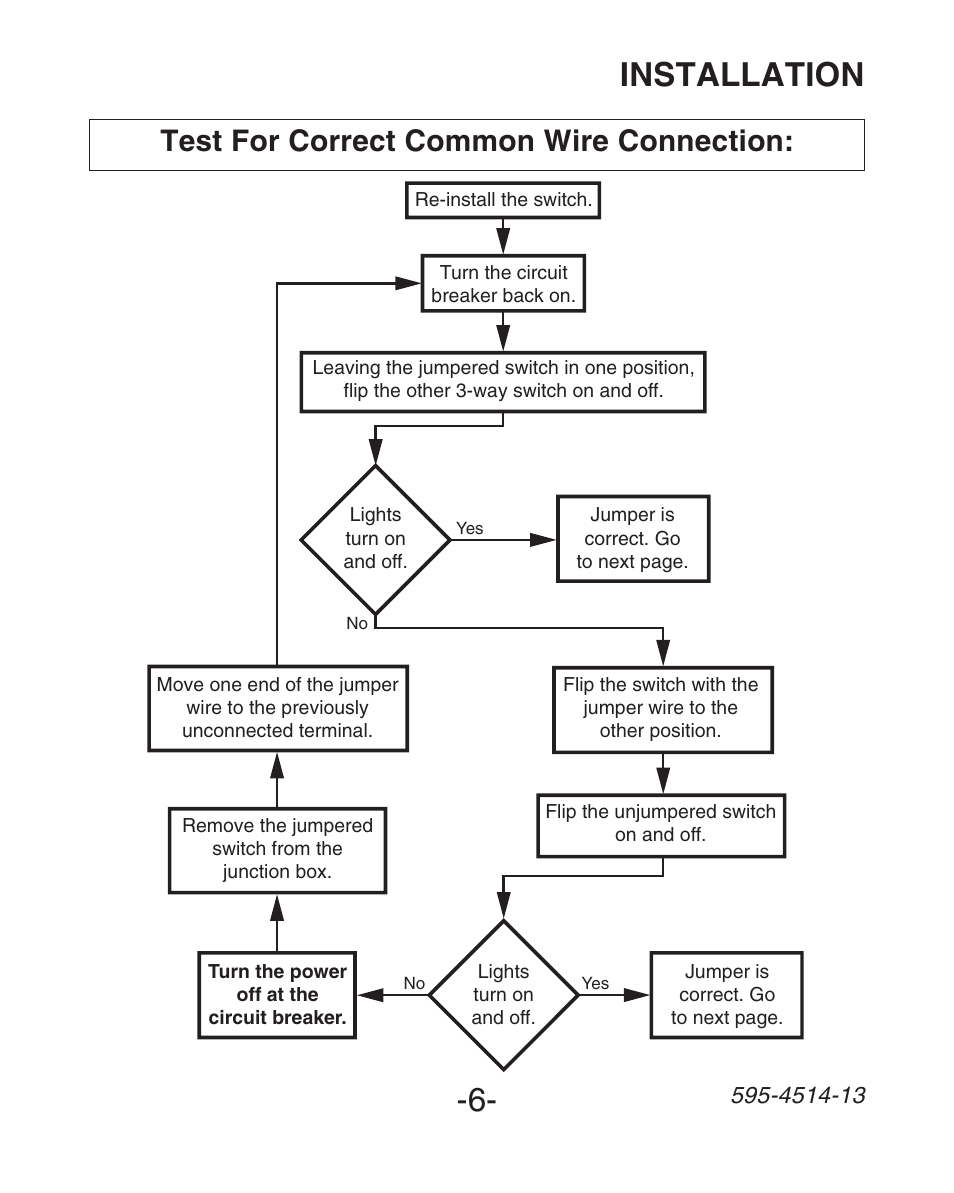 Installation, Test for correct common wire connection | Heath Zenith SL-6107 User Manual | Page 6 / 30