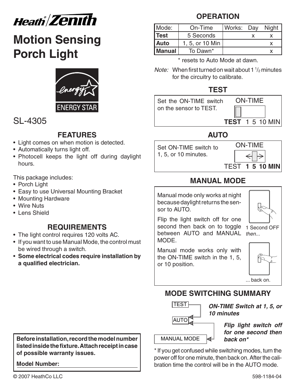 Heath Zenith SL-4305 User Manual | 24 pages