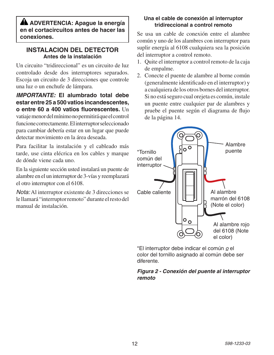 Heath Zenith Motion Sensor 3-Way Wall Switch 6108 User Manual | Page 12 / 28