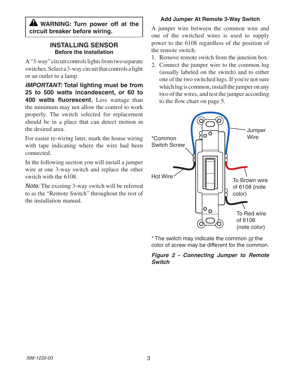 Heath Zenith Motion Sensor 3-Way Wall Switch 6108 User Manual | Page 3 / 28