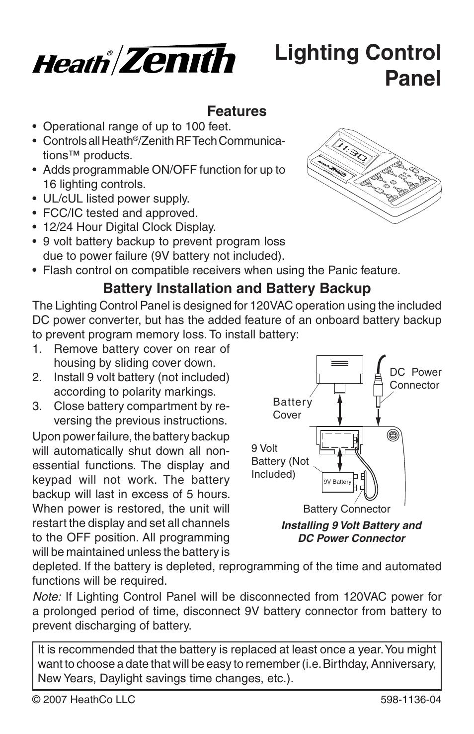 Heath Zenith Lighting Control Panel 598-1136-04 User Manual | 24 pages