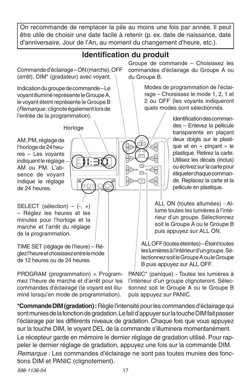Identification du produit | Heath Zenith Lighting Control Panel 598-1136-04 User Manual | Page 17 / 24