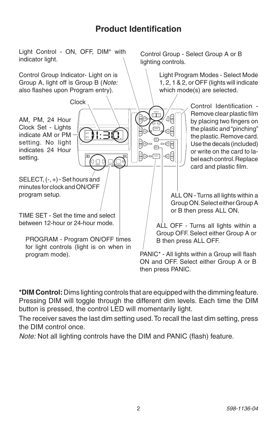 Product identification | Heath Zenith Lighting Control Panel 598-1136-04 User Manual | Page 2 / 24