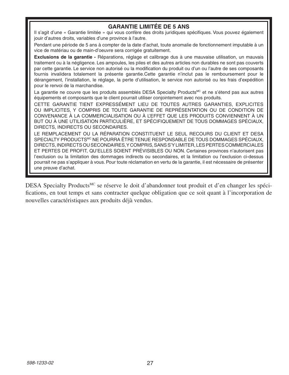 Desa specialty products | Heath Zenith 6108 User Manual | Page 27 / 28