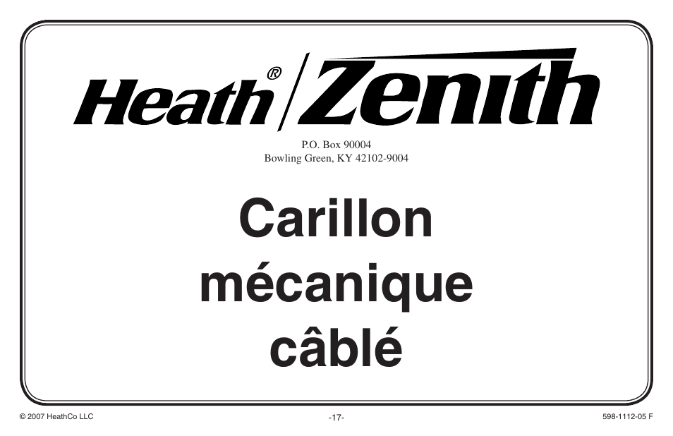 Carillon mécanique câblé | Heath Zenith Hardwired Mechanical Chime 598-1112-05 User Manual | Page 17 / 24