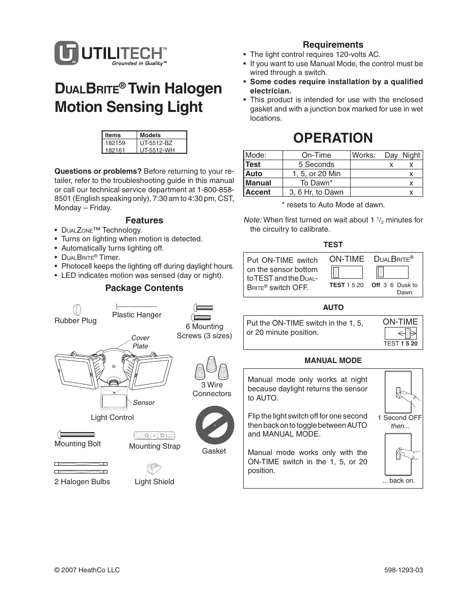 Heath Zenith UT-5512-BZ User Manual | 20 pages