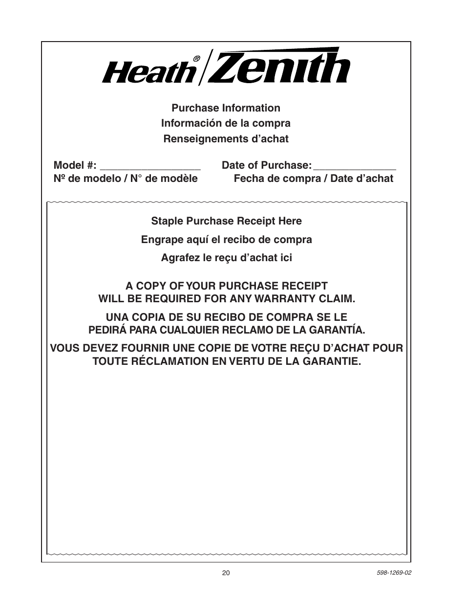 Heath Zenith 5326 User Manual | Page 20 / 20
