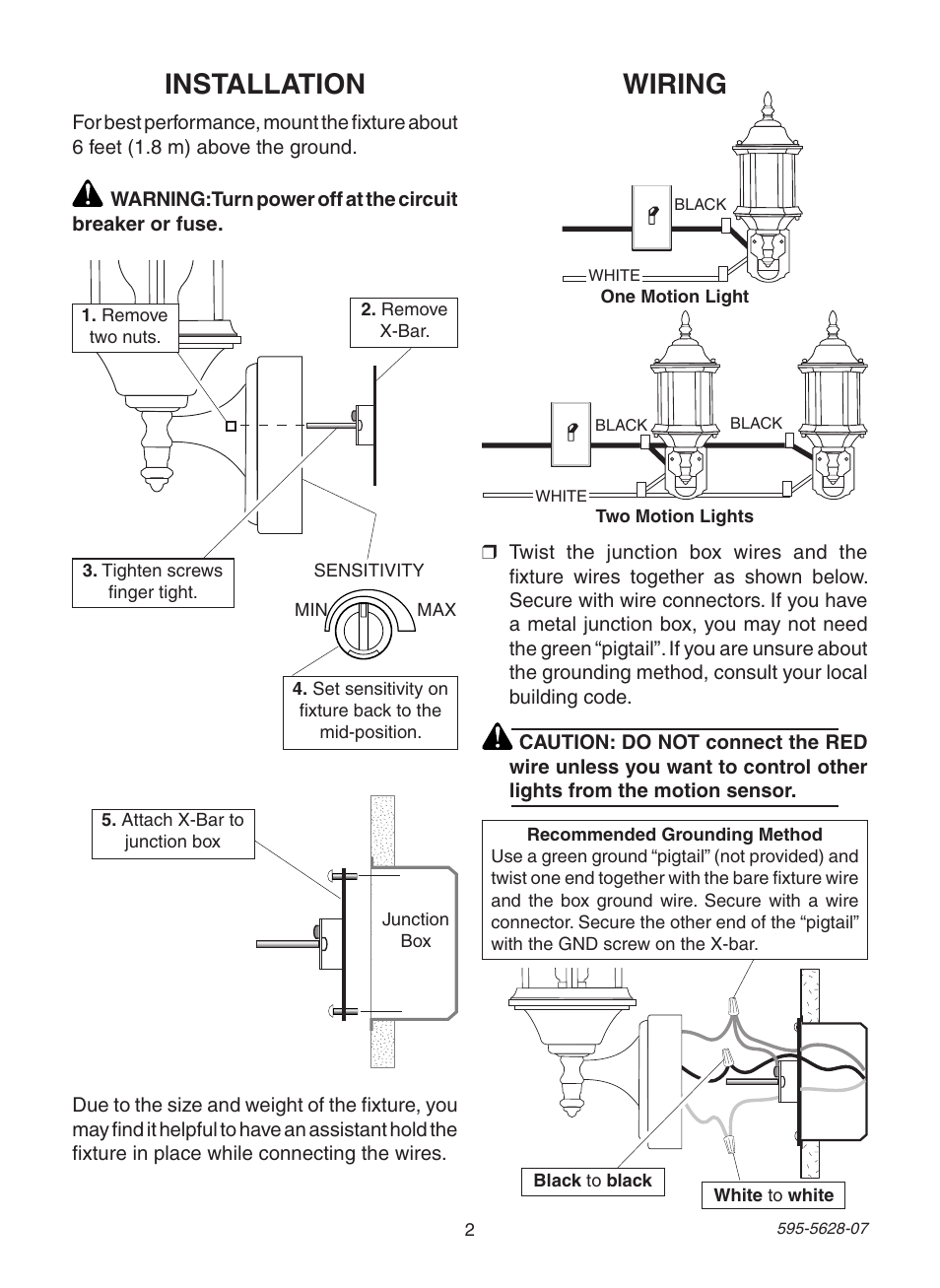 Installation, Wiring | Heath Zenith SL-4190 User Manual | Page 2 / 20