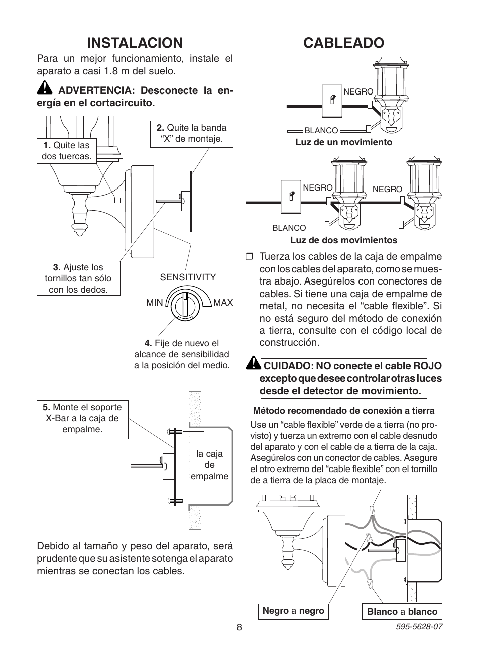 Cableado instalacion | Heath Zenith SL-4190 User Manual | Page 8 / 20
