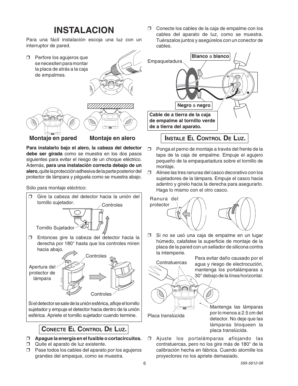 Instalacion | Heath Zenith SL-9525 User Manual | Page 6 / 12