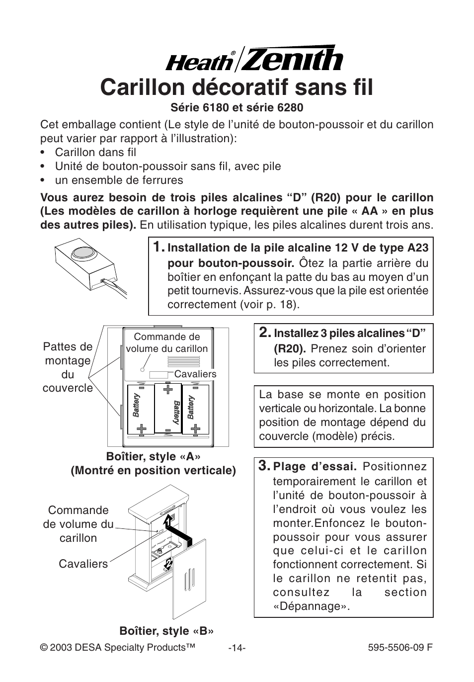 Carillon décoratif sans fil | Heath Zenith 6280 User Manual | Page 14 / 20