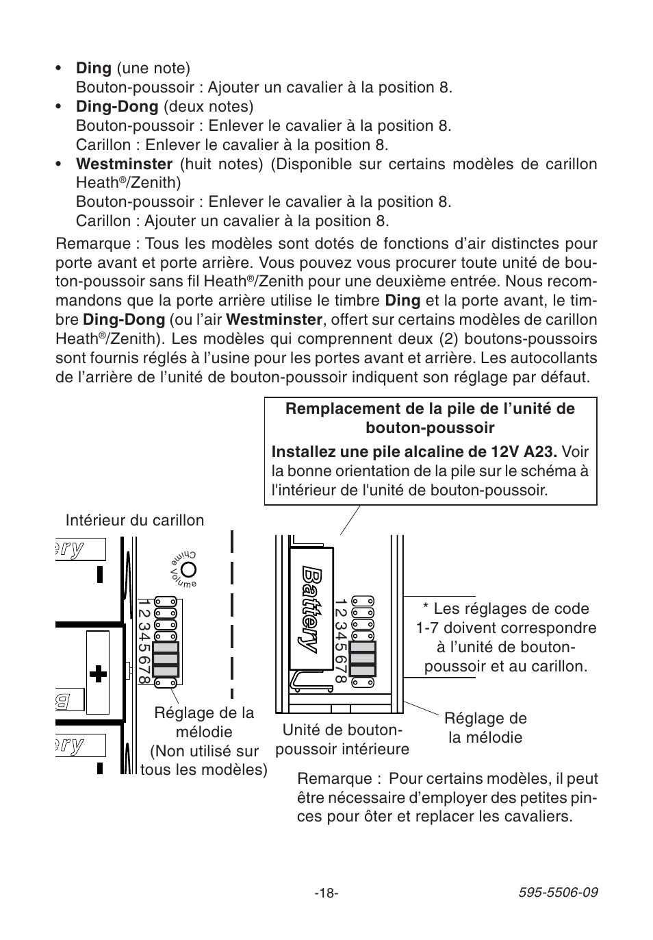 Ery battery ery battery b battery | Heath Zenith 6280 User Manual | Page 18 / 20