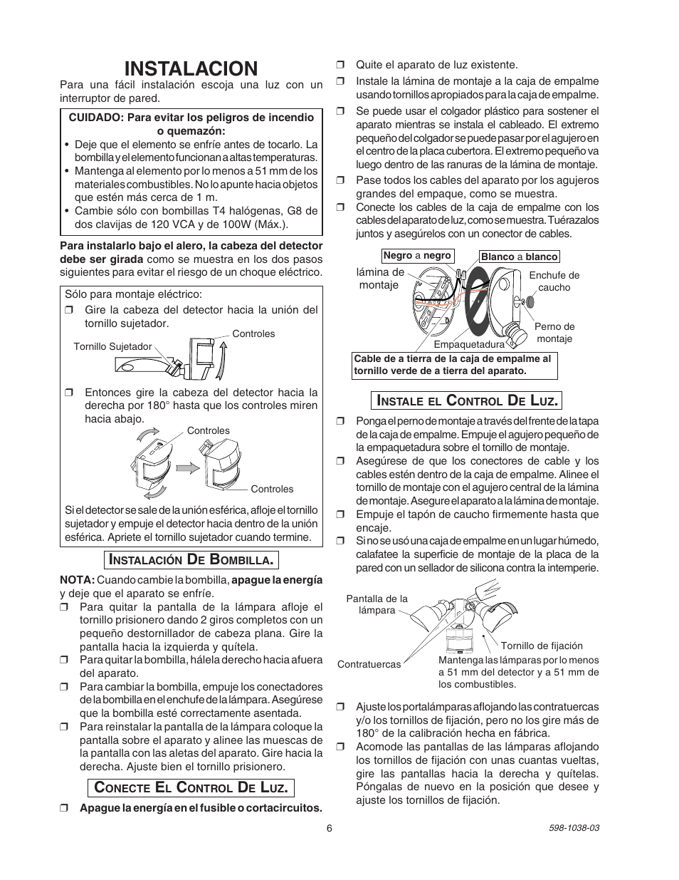 Instalacion | Heath Zenith DUAL BRITE SL-5597 User Manual | Page 6 / 12