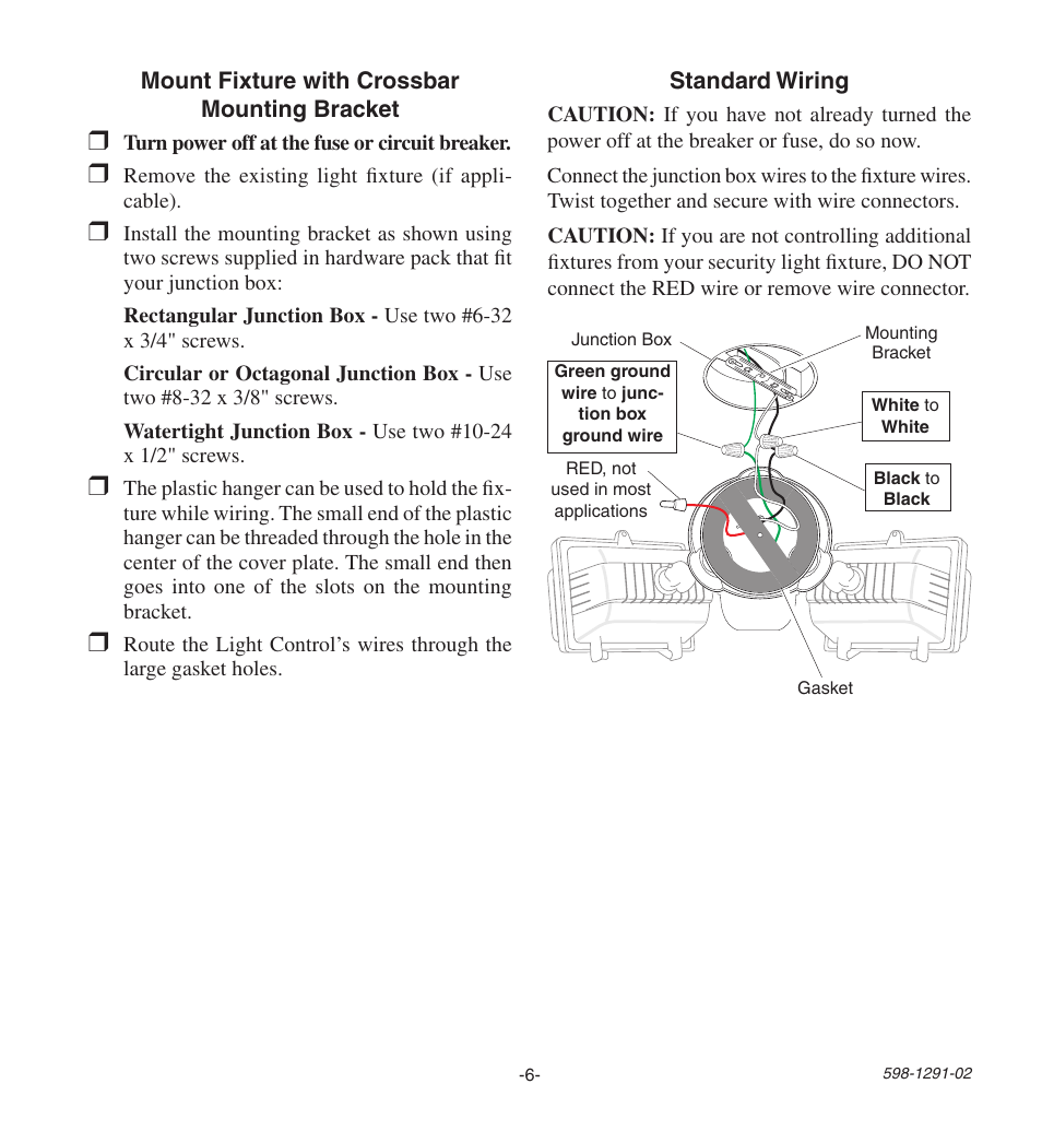 Heath Zenith Motion SenSing Halogen Security Light UT-9260-WH User Manual | Page 6 / 42