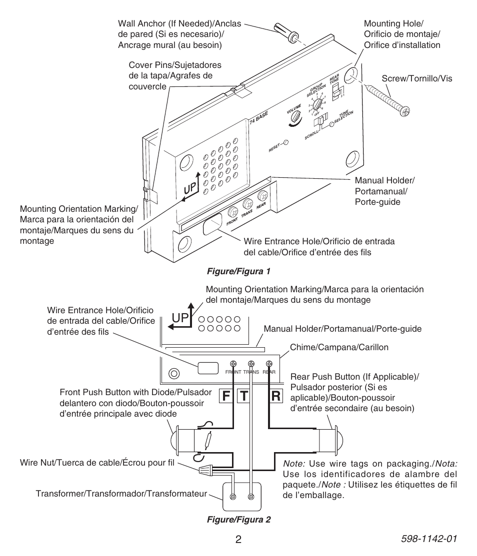 Fr t, Figure/figura 1 | Heath Zenith 121AC User Manual | Page 2 / 28