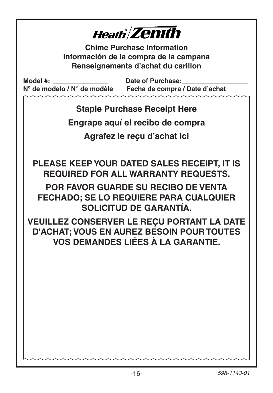 Heath Zenith 598-1143-01 User Manual | Page 16 / 16