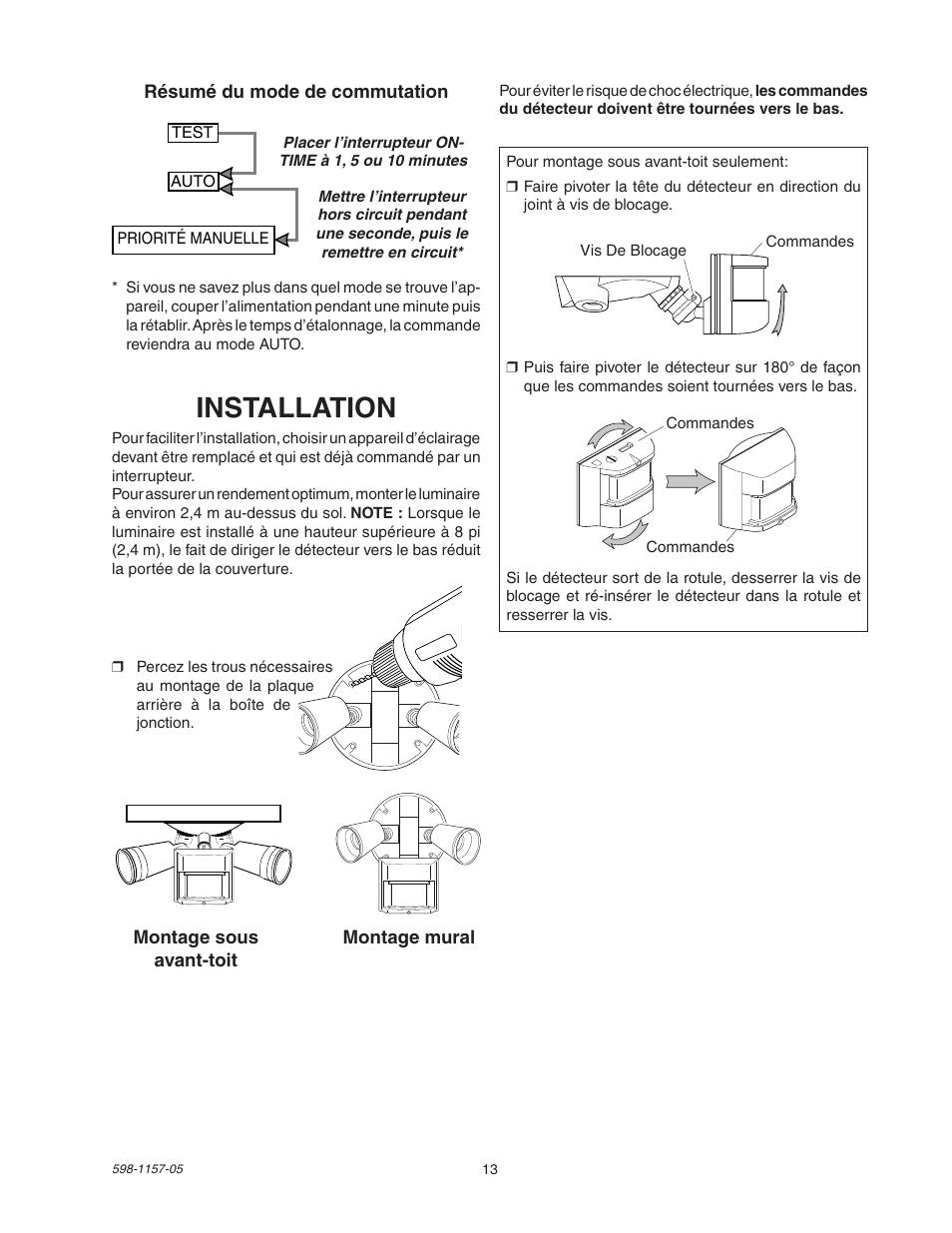 Installation | Heath Zenith Motion Sensor Light Control SH-5411 User Manual | Page 13 / 16