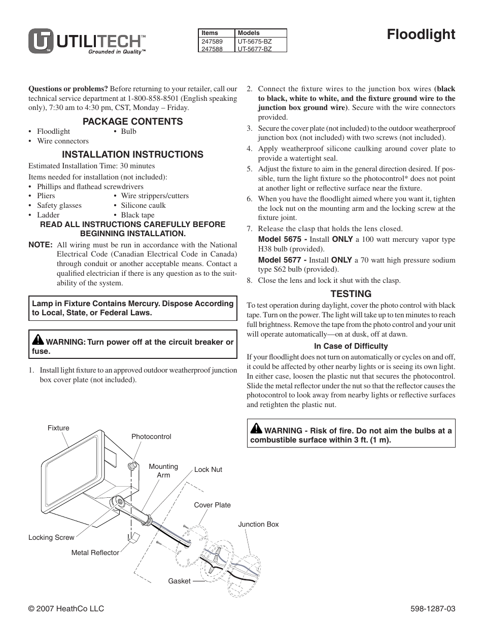 Heath Zenith UT-5675-BZ User Manual | 4 pages