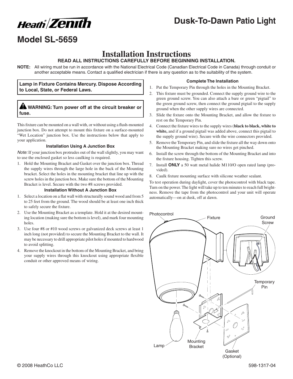 Heath Zenith SL-5659 User Manual | 8 pages