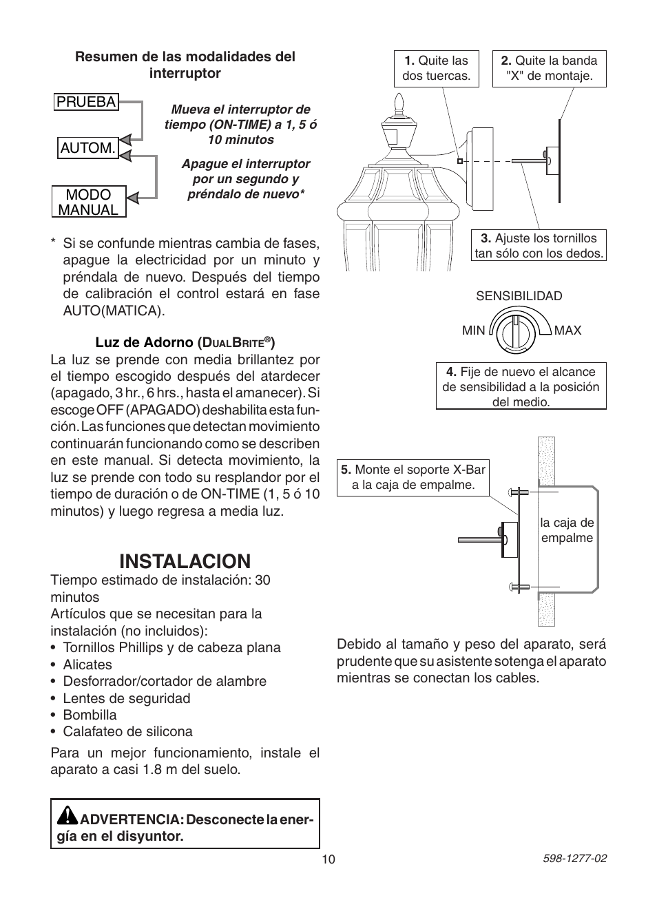 Instalacion | Heath Zenith SL-4290 Series User Manual | Page 10 / 24