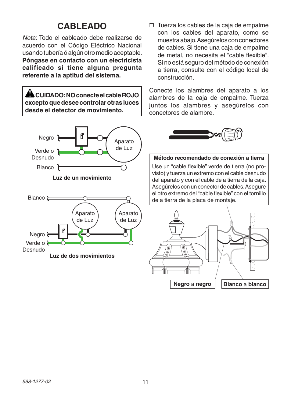 Cableado | Heath Zenith SL-4290 Series User Manual | Page 11 / 24