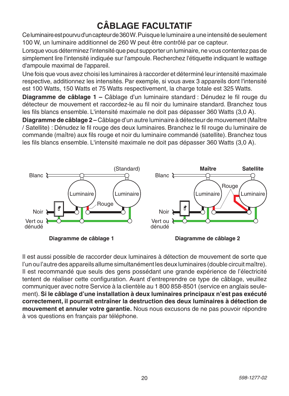 Câblage facultatif | Heath Zenith SL-4290 Series User Manual | Page 20 / 24