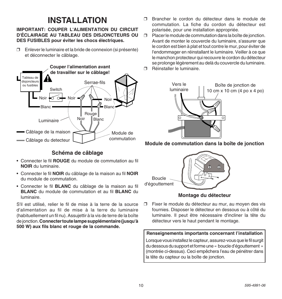 Installation | Heath Zenith DESA SPECIALTY PRODUCTSTM SL-5210 User Manual | Page 10 / 12