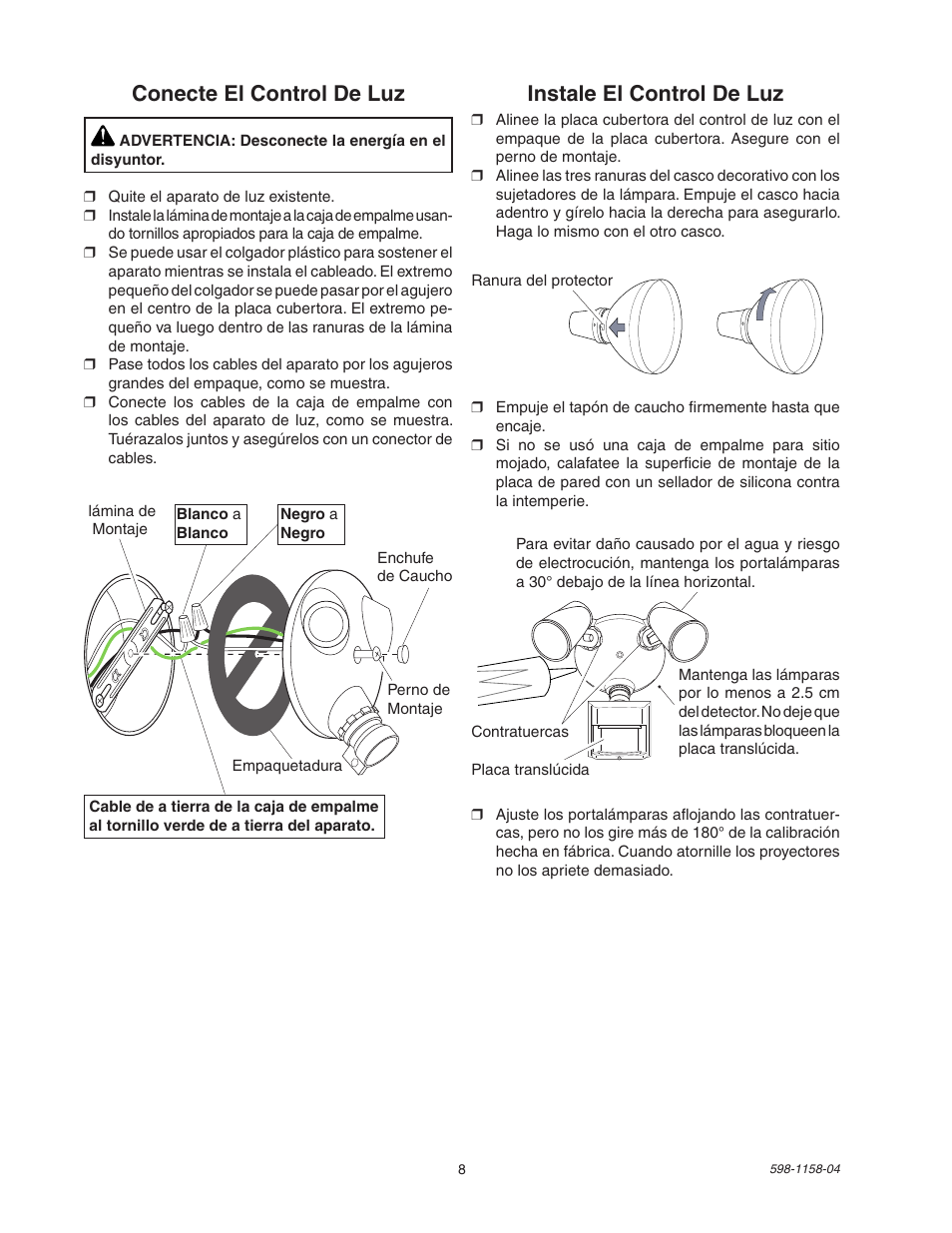 Heath Zenith Motion Sensor Light Control SH-5412 User Manual | Page 8 / 16