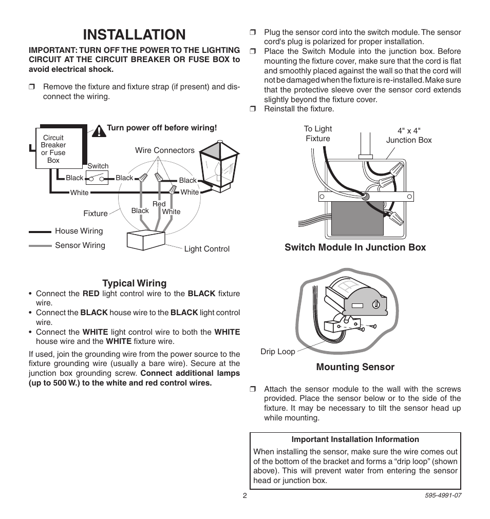 Installation | Heath Zenith SL-5210 User Manual | Page 2 / 12