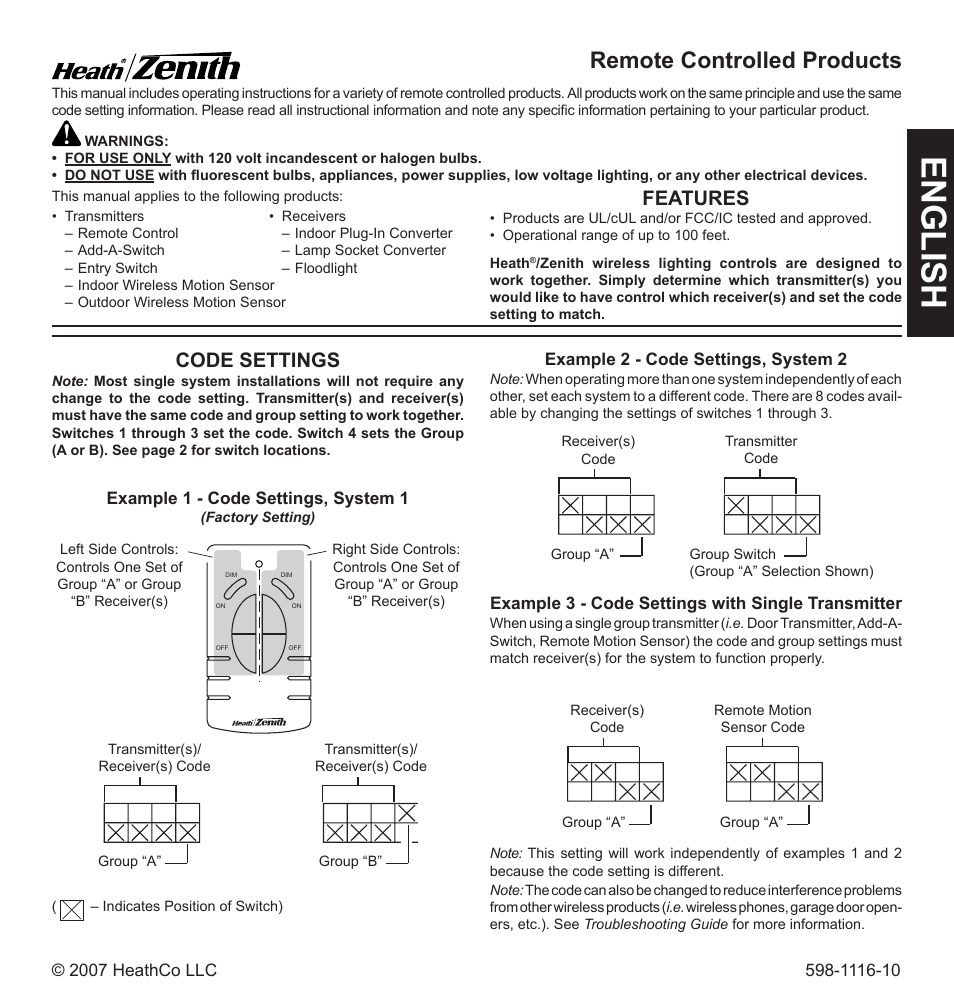 Heath Zenith 598-1116-10 User Manual | 40 pages