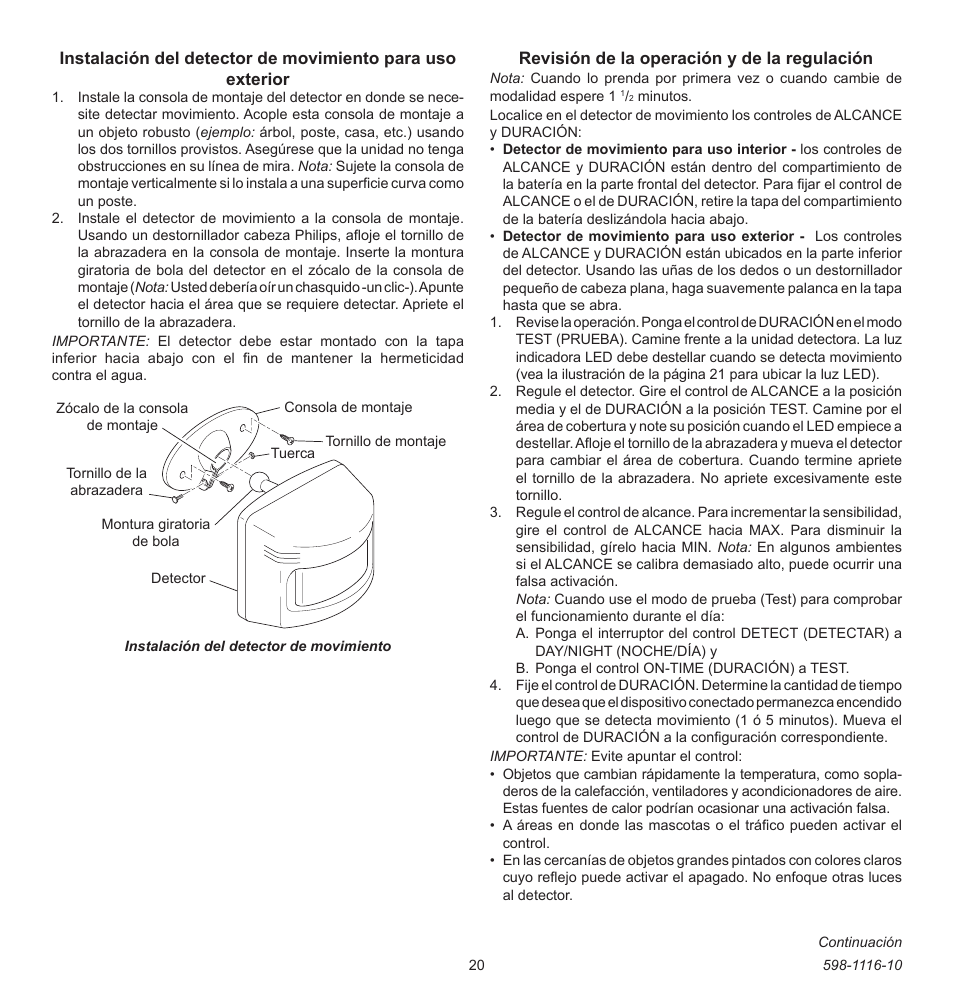 Heath Zenith 598-1116-10 User Manual | Page 20 / 40