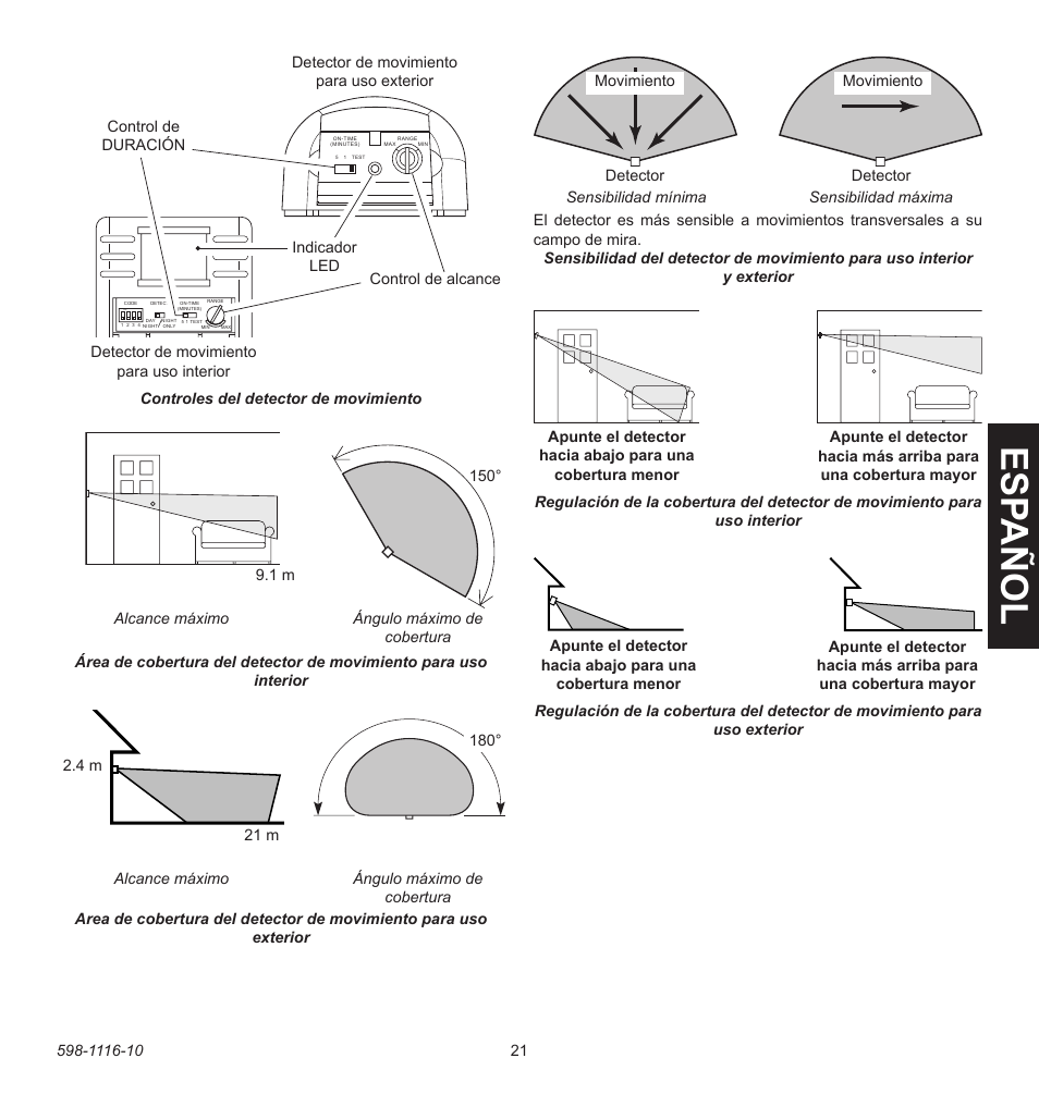 Esp a ñ ol | Heath Zenith 598-1116-10 User Manual | Page 21 / 40
