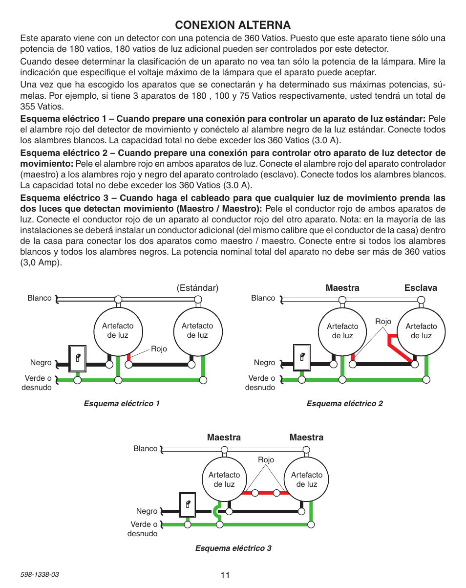 Conexion alterna | Heath Zenith Motion Sensing Diecast Metal Lantern 9600LED series User Manual | Page 11 / 24