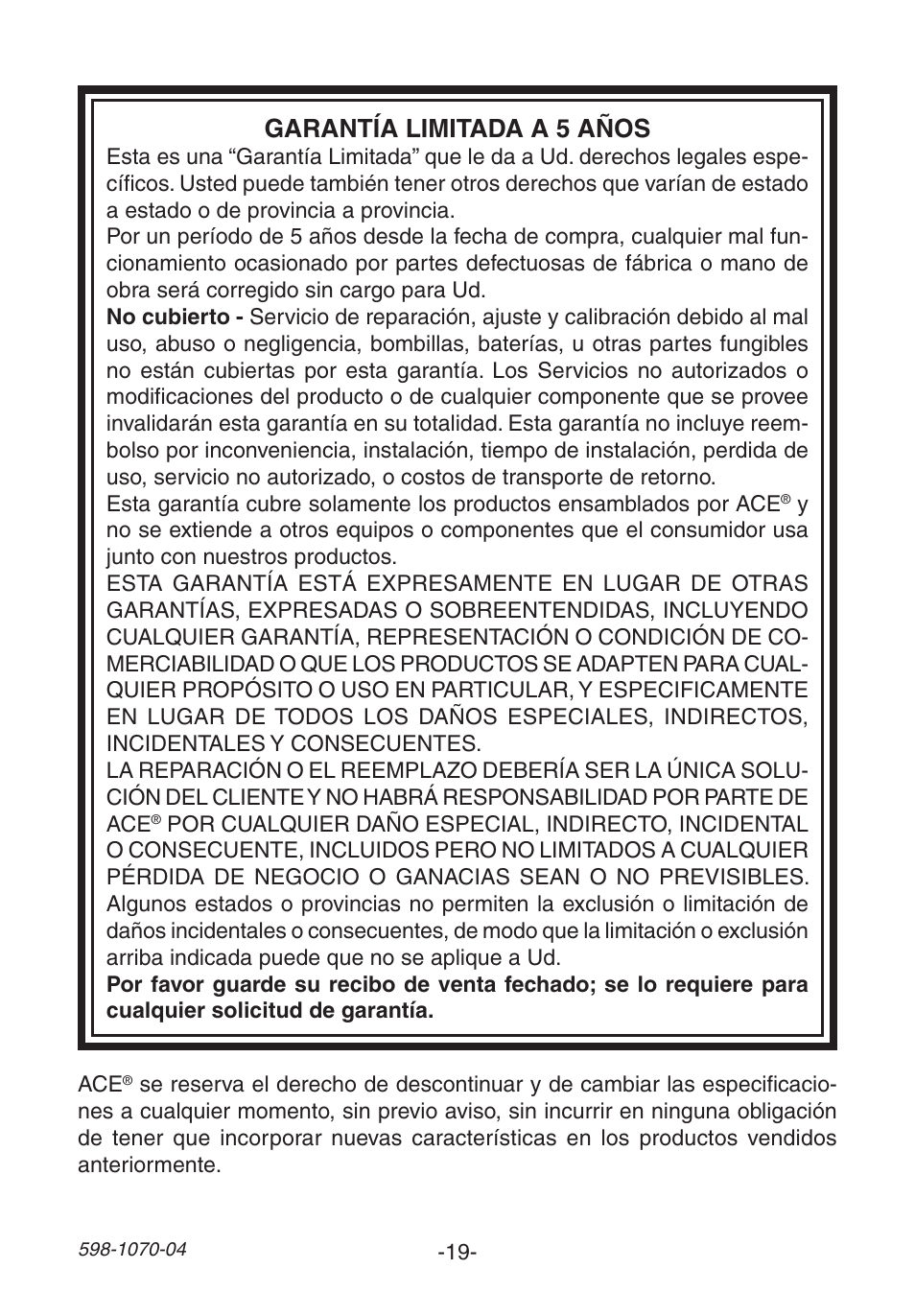 Garantía limitada a 5 años | Heath Zenith Chime Extender 6157 User Manual | Page 19 / 32