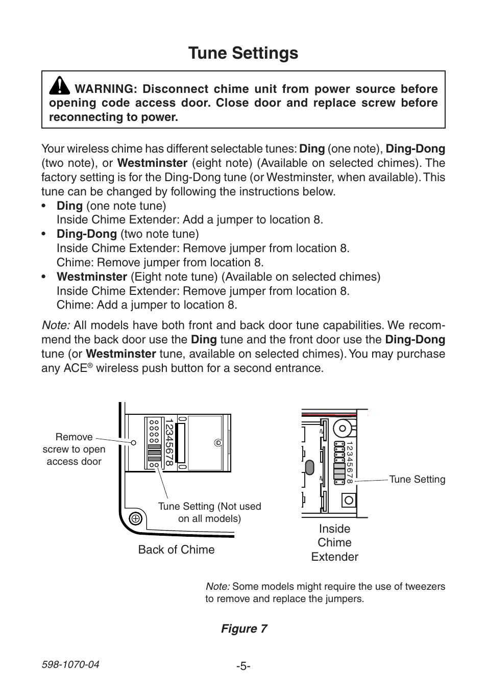 Tune settings | Heath Zenith Chime Extender 6157 User Manual | Page 5 / 32