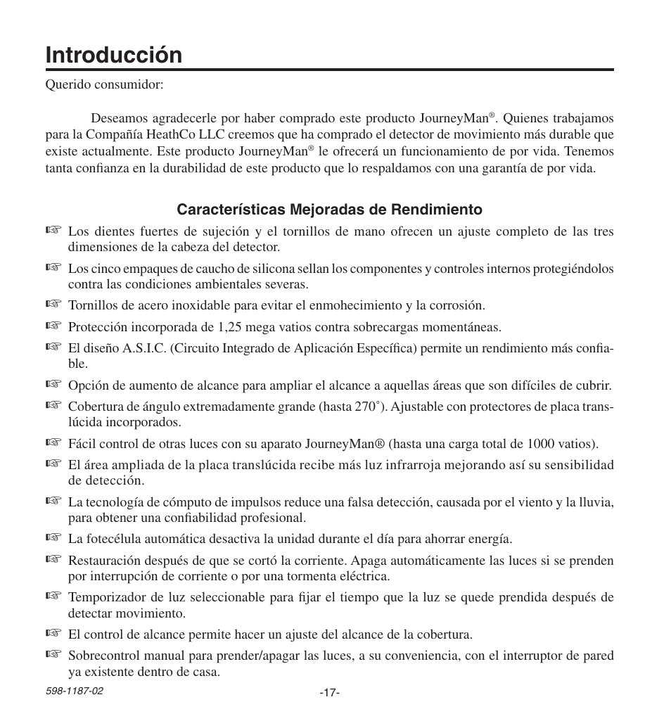 Introducción | Heath Zenith HD-9250 User Manual | Page 17 / 42