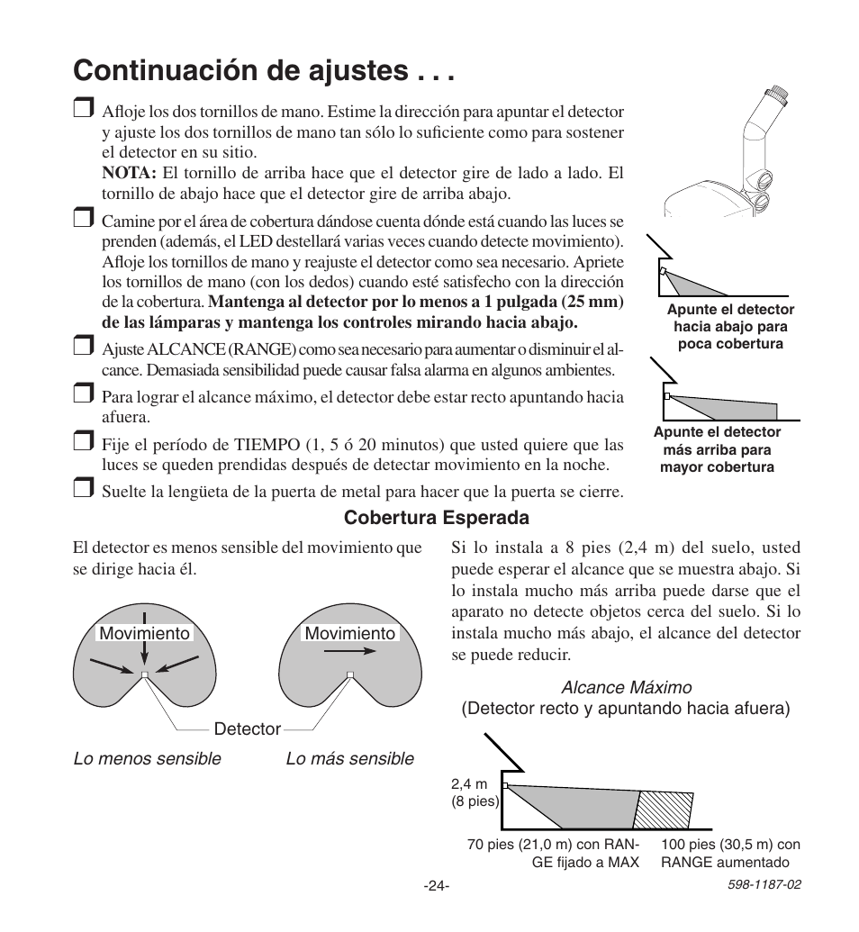 Continuación de ajustes | Heath Zenith HD-9250 User Manual | Page 24 / 42