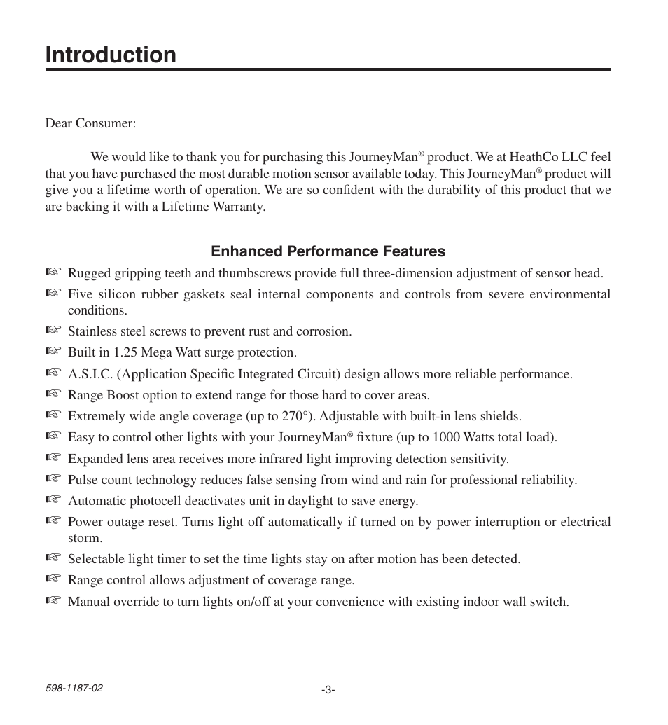 Introduction | Heath Zenith HD-9250 User Manual | Page 3 / 42