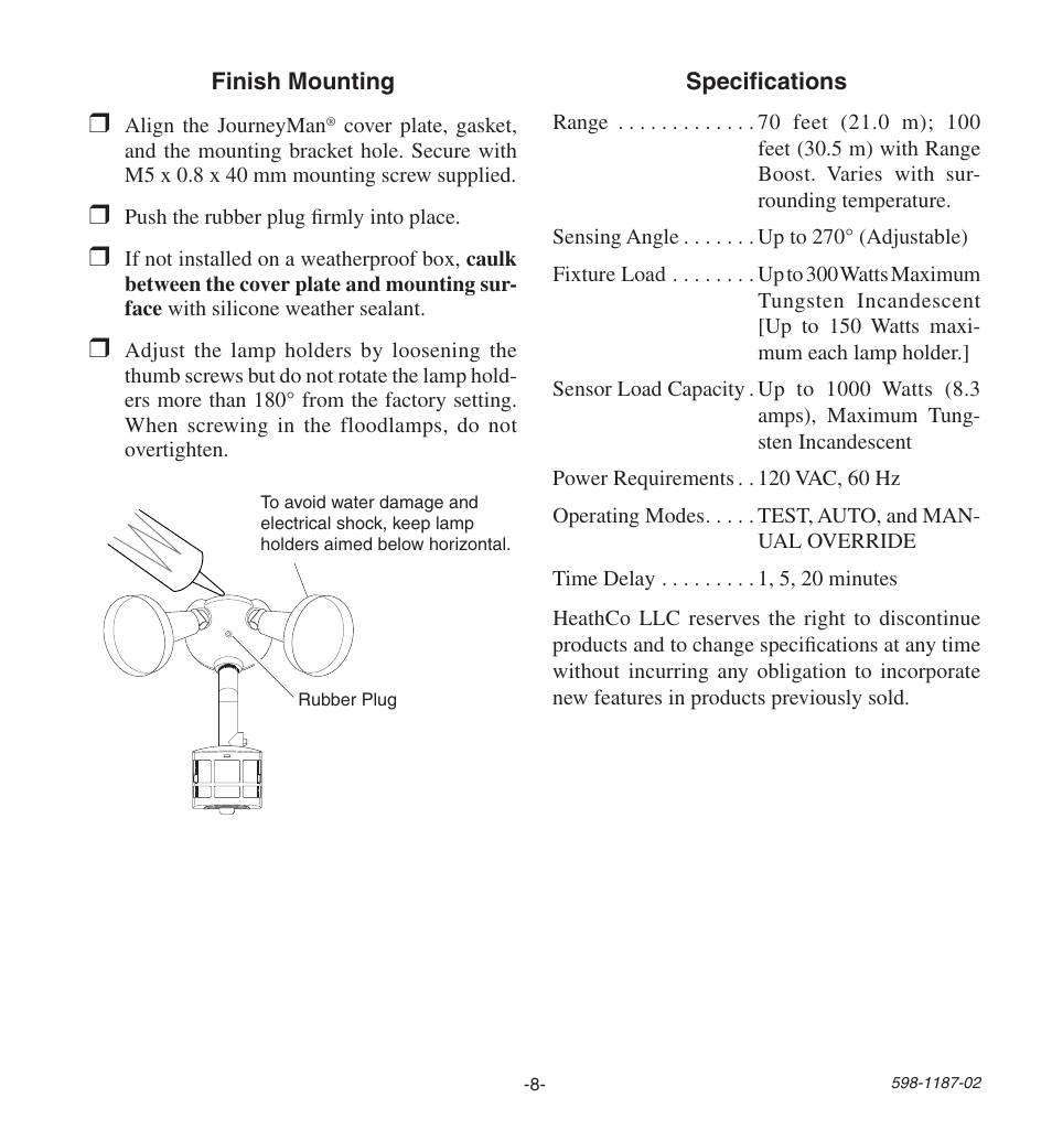 Heath Zenith HD-9250 User Manual | Page 8 / 42