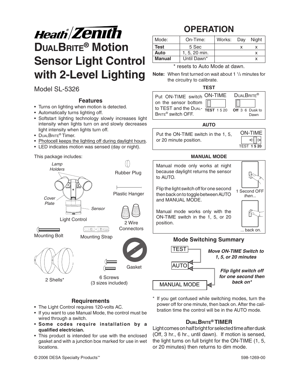 Heath Zenith SL-5326 User Manual | 16 pages