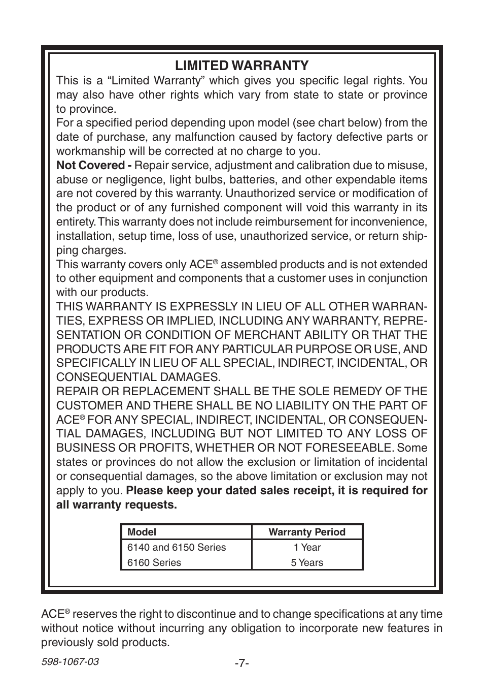 Limited warranty | Heath Zenith Wireless Plug-In Chime 598-1067-03 User Manual | Page 7 / 24