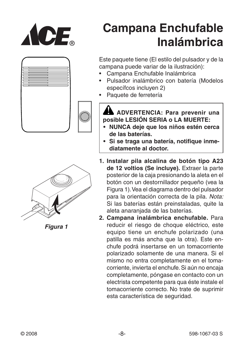 Campana enchufable inalámbrica | Heath Zenith Wireless Plug-In Chime 598-1067-03 User Manual | Page 8 / 24