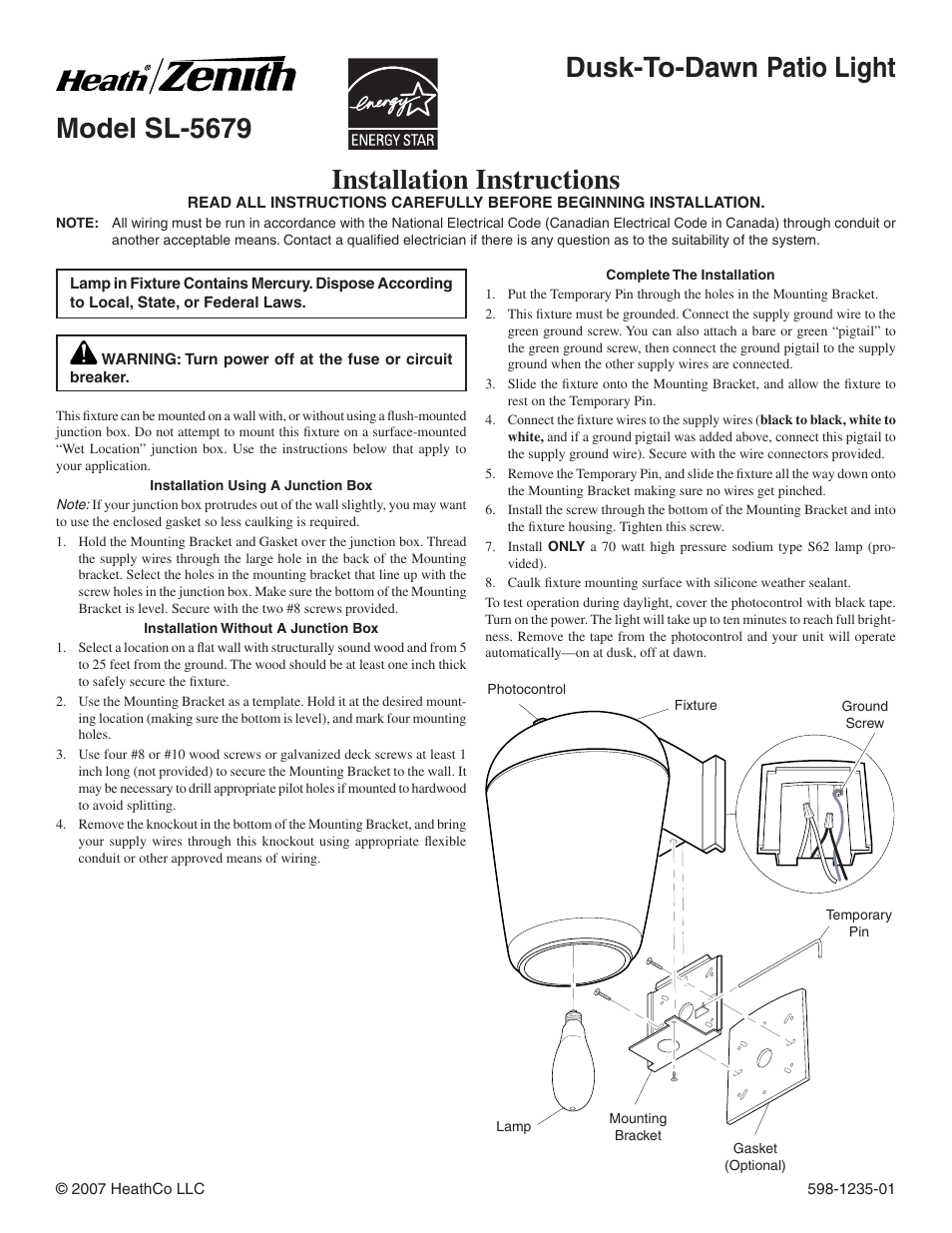 Heath Zenith SL-5679 User Manual | 8 pages