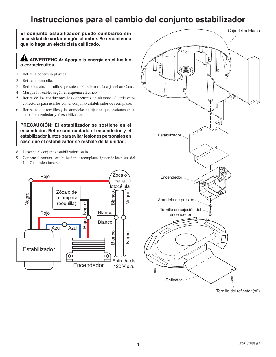 Estabilizador encendedor | Heath Zenith SL-5679 User Manual | Page 4 / 8