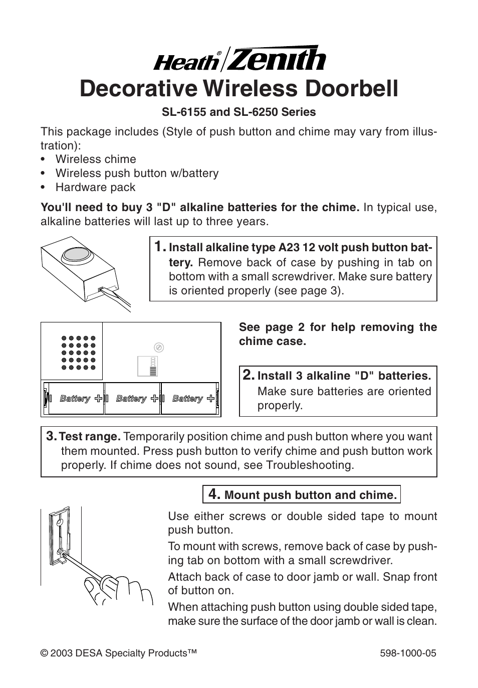 Heath Zenith DECORATIVE WIRELESS SL-6155 User Manual | 20 pages