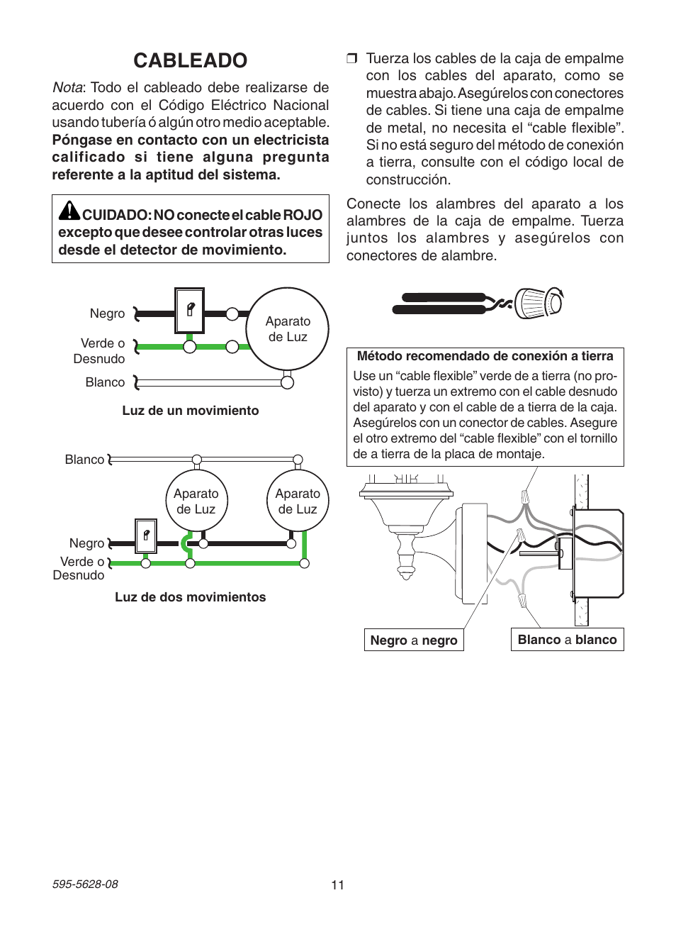 Cableado | Heath Zenith Motion Sensing Diecast Lantern SL-4190 Series User Manual | Page 11 / 24